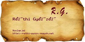 Réthi Győző névjegykártya